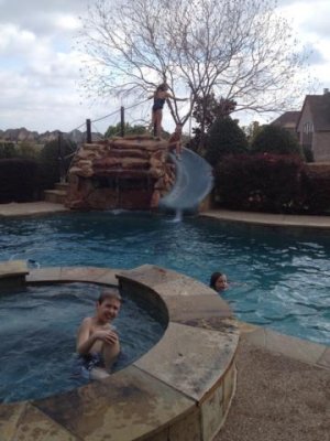swimming (joey just hurt his knee)
