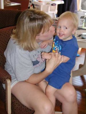 mommy is teaching joey about kissing