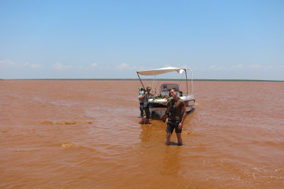 Getting off the boat in the Betsiboka delta