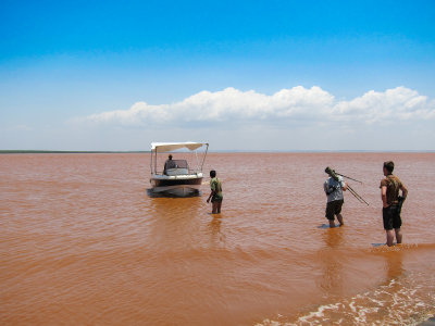 Getting on the boat in the Betsiboka delta