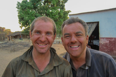 Rob and Jonathan after travelling the dusty roads