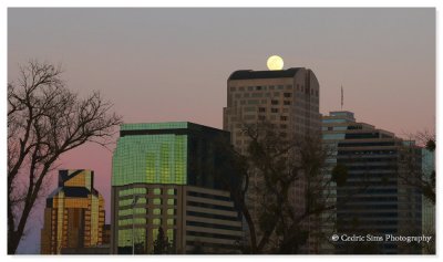 Full moon over Downtown Sacramento