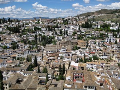 Granada. Vista del Albaycn desde la Alhambra