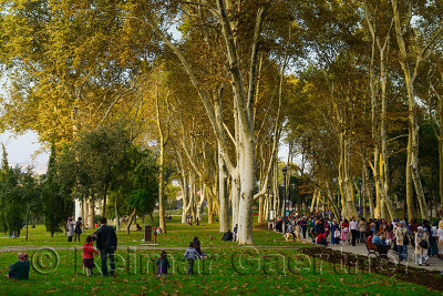 Gulhane Park on National Holiday with Turkish families and visitors Istanbul Turkey
