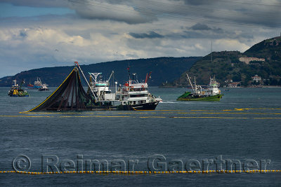 Purse Seine fishing boats on the Bosphorus Strait Yeni Mahalle Sariyer Turkey