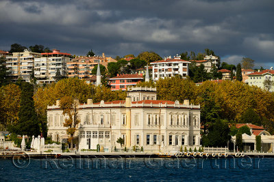 Sun on Sait Halim Pasha Mansion in Yenikoy Turkey on the Bosphorus Strait