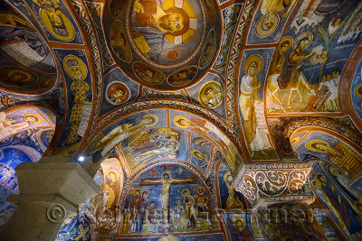 Well preserved frescoes of New Testament scenes in the Dark Church at Goreme Open Air Museum Turkey