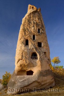 Single appartment carved out of a volcanic tuff fairy chimney at Uchisar Cappadocia Turkey