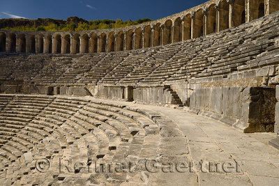 Upper Gallery arches and curved seating at Aspendos Amphitheatre Turkey