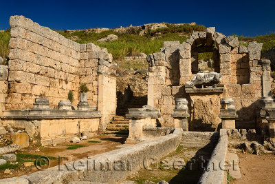 Nymphaeum monument building with fountain statue of River god Kestros at Perge archaeological site Turkey