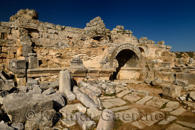 Ruins at the Southern Baths at Perge archaeological site Perge near Antalya Turkey