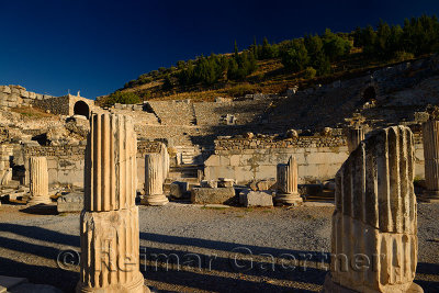 Bouleuterion for council meetings and small theatre Odeon for concerts in ancient Ephesus Turkey