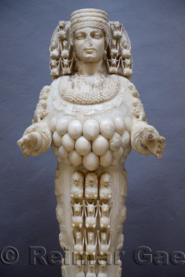 Marble statue of Mother Goddess Artemis Lady of Ephesus at Selcuk Museum Turkey