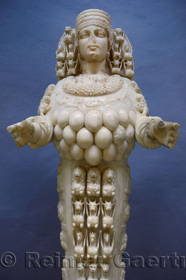 Marble statue of the Mother Goddess Artemis of Ephesus at Selcuk Museum Turkey