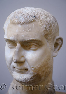 Marble head of Roman Emperor Balbinus at Ephesus Museum Selcuk Turkey