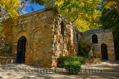 Restored stone house of the Virgin Mary on Nightingale mountain near Ephesus Turkey