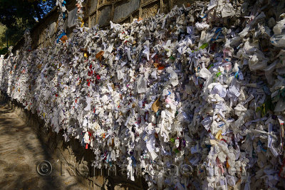 Wishing wall with petitions to the Virgin Mary at her restored house near Ephesus Turkey