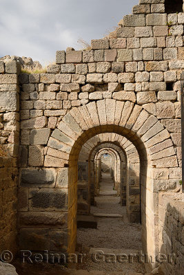 Stone block arches of the foundations of the Temple of Trajan at Pergamon Bergama Turkey