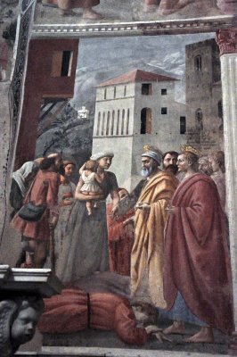 Masaccio - La distribution des biens et la mort d'Anania, Chapelle Brancacci, Eglise Santa Maria del Carmine - 9431