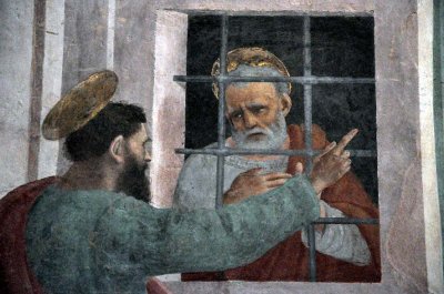 Filippino Lippi - St Paul rend visite  St Pierre en prison (dtail), Chapelle Brancacci, Eglise Santa Maria del Carmine - 9434