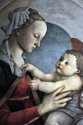 Botticelli: La Vierge  l'Enfant avec un ange (dtail),  Spedale degli Innocenti - 9739