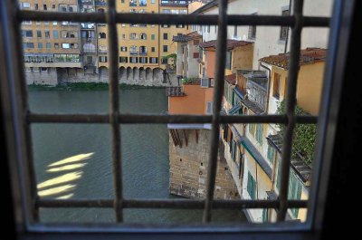 view from the Vasari corridor above shops of Ponte Vecchio - 9947