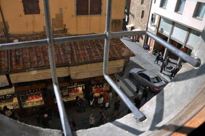 view from the Vasari corridor above shops of Ponte Vecchio - 9948