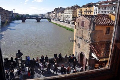 view from the Vasari corridor above shops of Ponte Vecchio - 9958