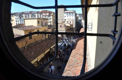 view from the Vasari corridor above shops of Ponte Vecchio - 9960