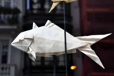 origami in a shopwindow - 8658