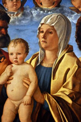Giovanni Bellini, La Vierge et l'Enfant entre st Pierre et st Sbastien (1487), dtail  - 8113
