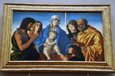 Bellini et son atelier, La Vierge et l'Enfant avec st J.-Baptiste, ste M.-Madeleine, st Georges, st Pierre (1490-1500) - 8117