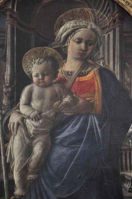 Filippo Lippi - Vierge et l'Enfant entour d'anges avec St Frediano et St Augustin, ou Pala Barbadori (1437), dtail - 8771