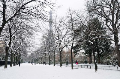 Snow in Paris, Champ de Mars, tour Eiffel - 1207