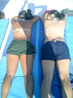 if you girls have an uneven tan... here's why.. j/k (ph)