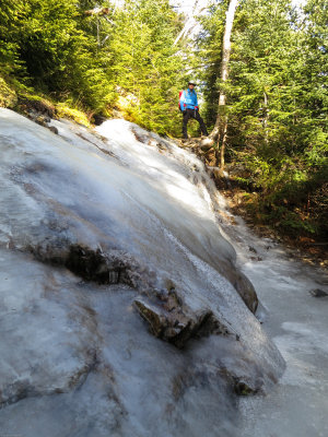 Len waits at the top of the most challenging ice flow