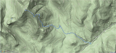 Google terrain map of the route