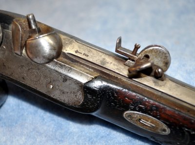 Lockplate, Nipple Bolster, and Rear Barrel Sight Detail