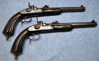 Overall View of a pair of Swiss Target Pistols