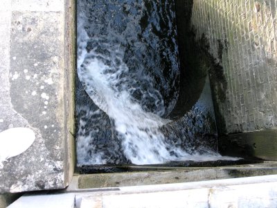 Looking straight down into the skiff lock.