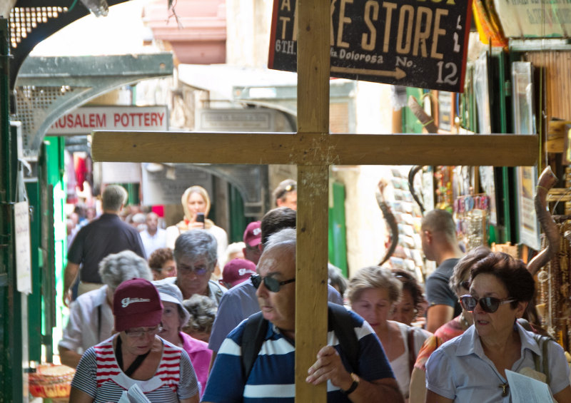 pilgrims on Via Dolorosa
