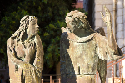 sculpture outside Church of St. Joseph