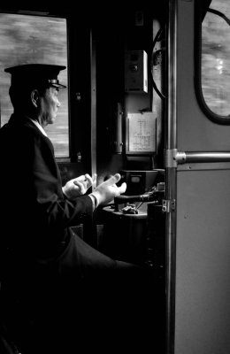 The Zen Old Train Conductor, B&W