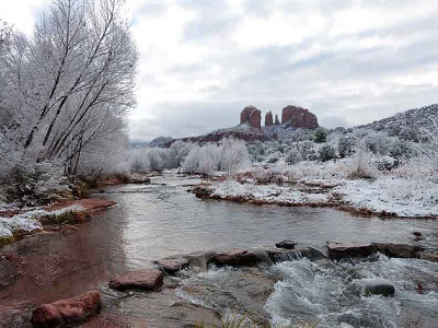Cathedral Rock and Oak Creek in the Snow