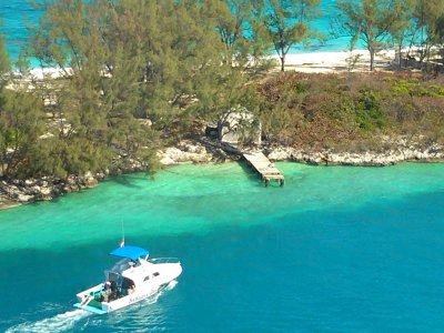 My boat pulling up to my dock in Nassau, Bahama (I wish!)