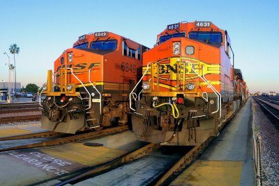 BNSF power at Commerce Diesel Service. (3/4/13)