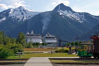 Cruise ships, from Skagway station  - Millenium on right