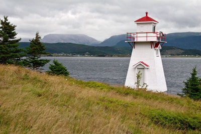 Woody Point lighthouse overlooking Bonne Bay and Norris Point