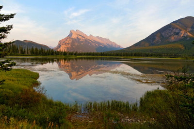 Mount Rundle reflected in the 1st Vermillion Lake