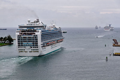 A convoy of cruise ships